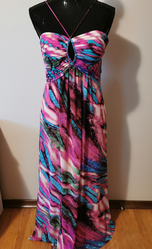 Betsy & Adam Multi Coloured Gown Size 4